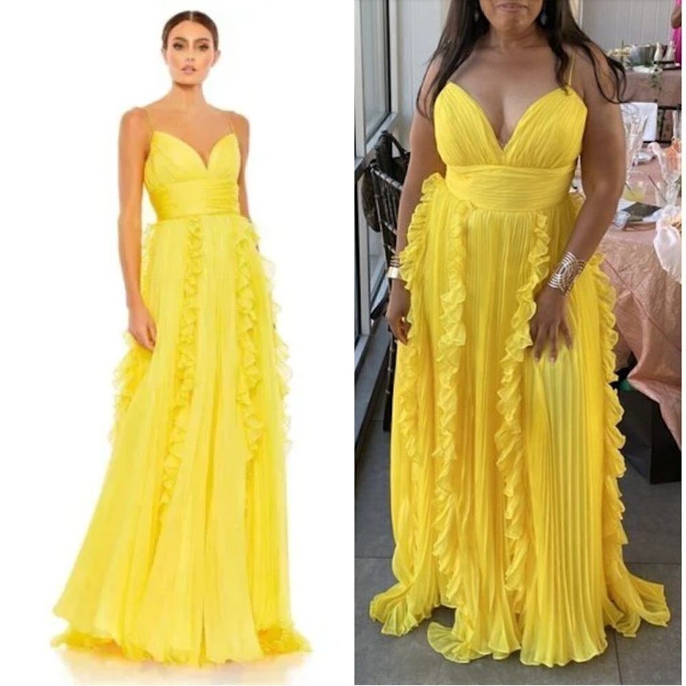 MAC DUGGAL Ruffle Chiffon Gown in Sunshine Size US 6